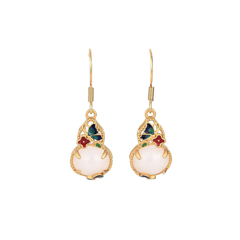 Vintage Style Gourd Shape Cloisonne Earrings