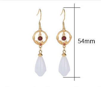 Magnolia Agate Jade Hoop Earrings
