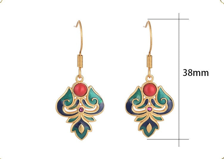 Enamel Agate Floral Earrings