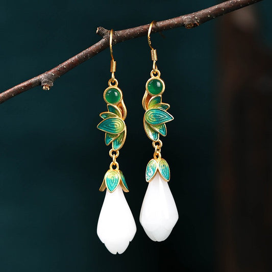 Magnolia Enamel Green Earrings