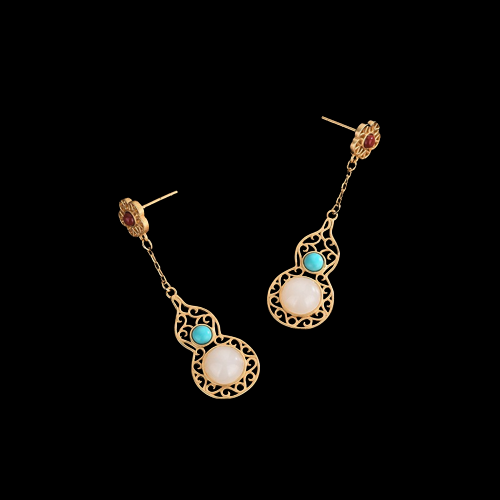 Vintage Style Gourd Shape Turquoise Earrings