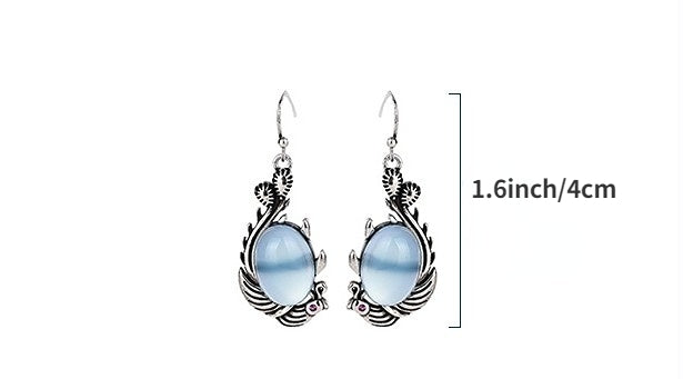 Blue Chalcedony Fish Drop Earrings