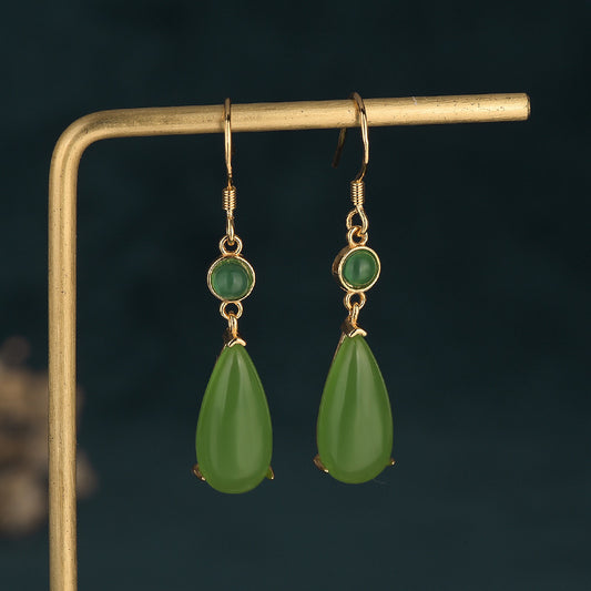 Chrysoprase Vitreous Enamel Teardrop Earrings