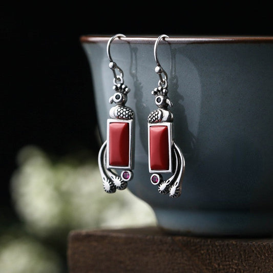 Lovebird South Red Agate Earring