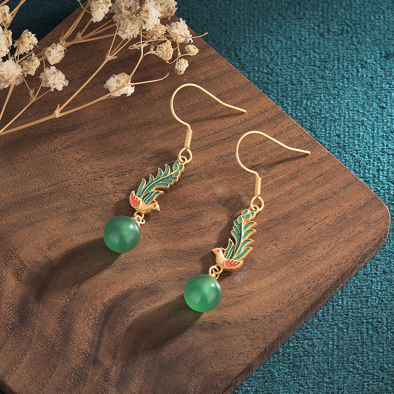Magpie Chrysoprase Enamel Earrings