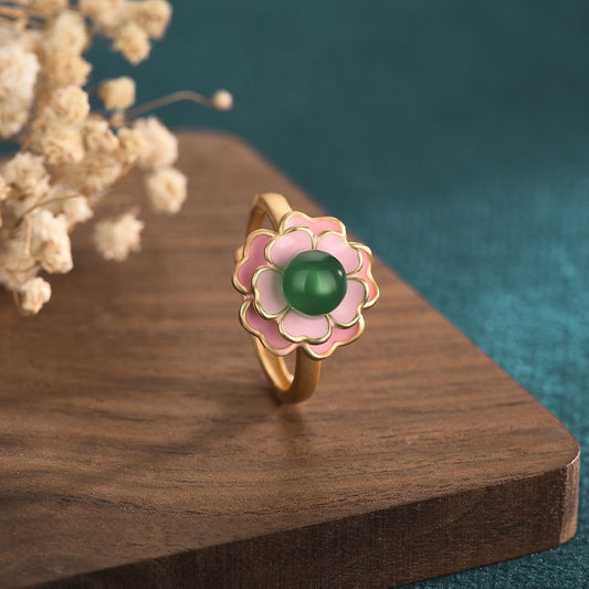 Vintage Style Pink Camellia Ring