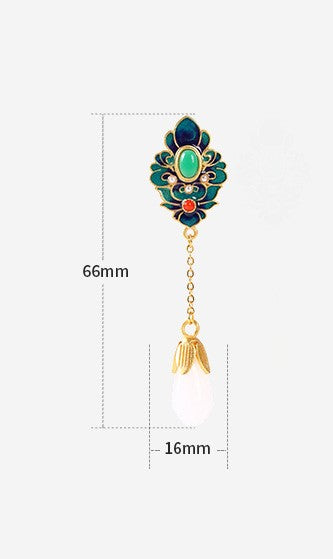 Cloisonne Chrysoprase Magnolia Earrings