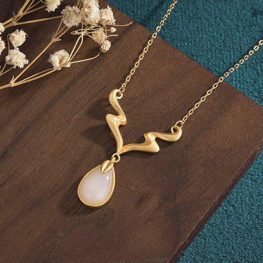 Victorian Style Antler Jade Necklace