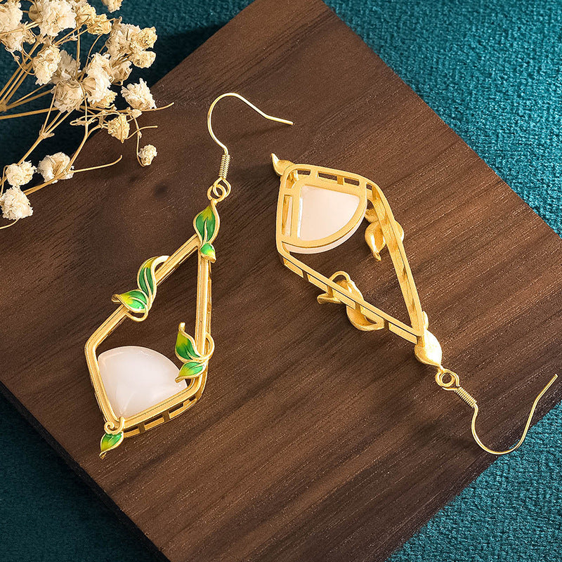 Hanging Basket Inspired Vitreous Enamel Earrings