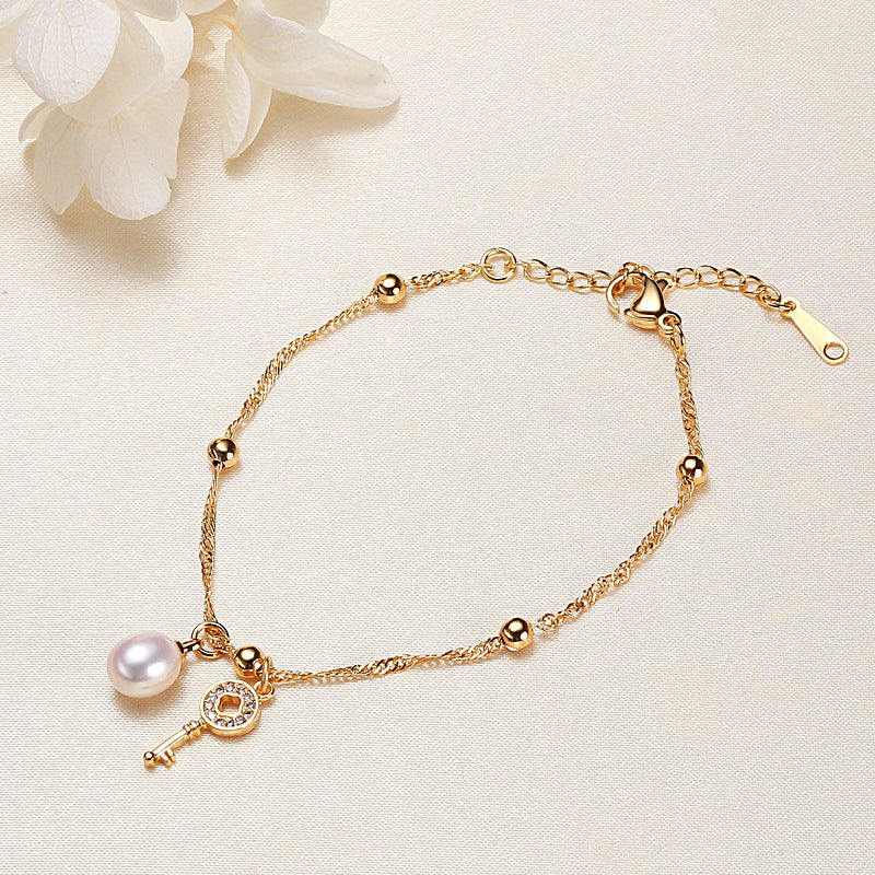 Genuine Pearl Bracelet Key Charm