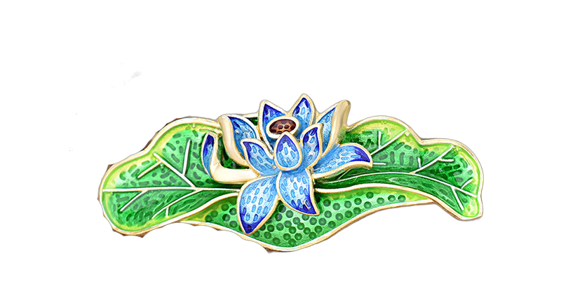 Cloisonne Lotus Flower Floral Statement Pendant