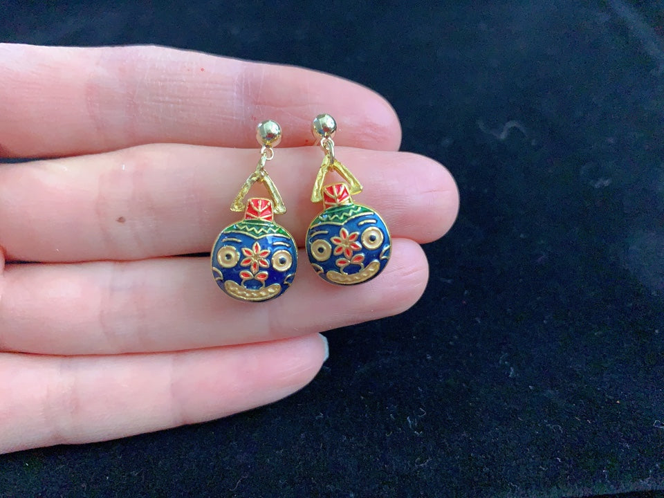 Abstract Animal Face Art Deco Earrings