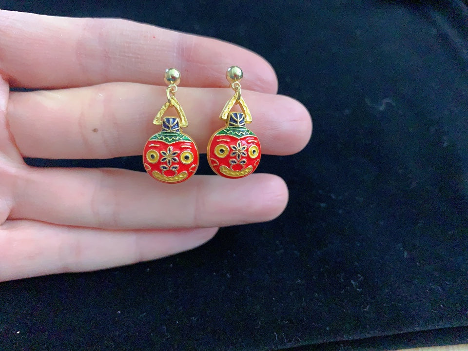 Abstract Animal Face Art Deco Earrings