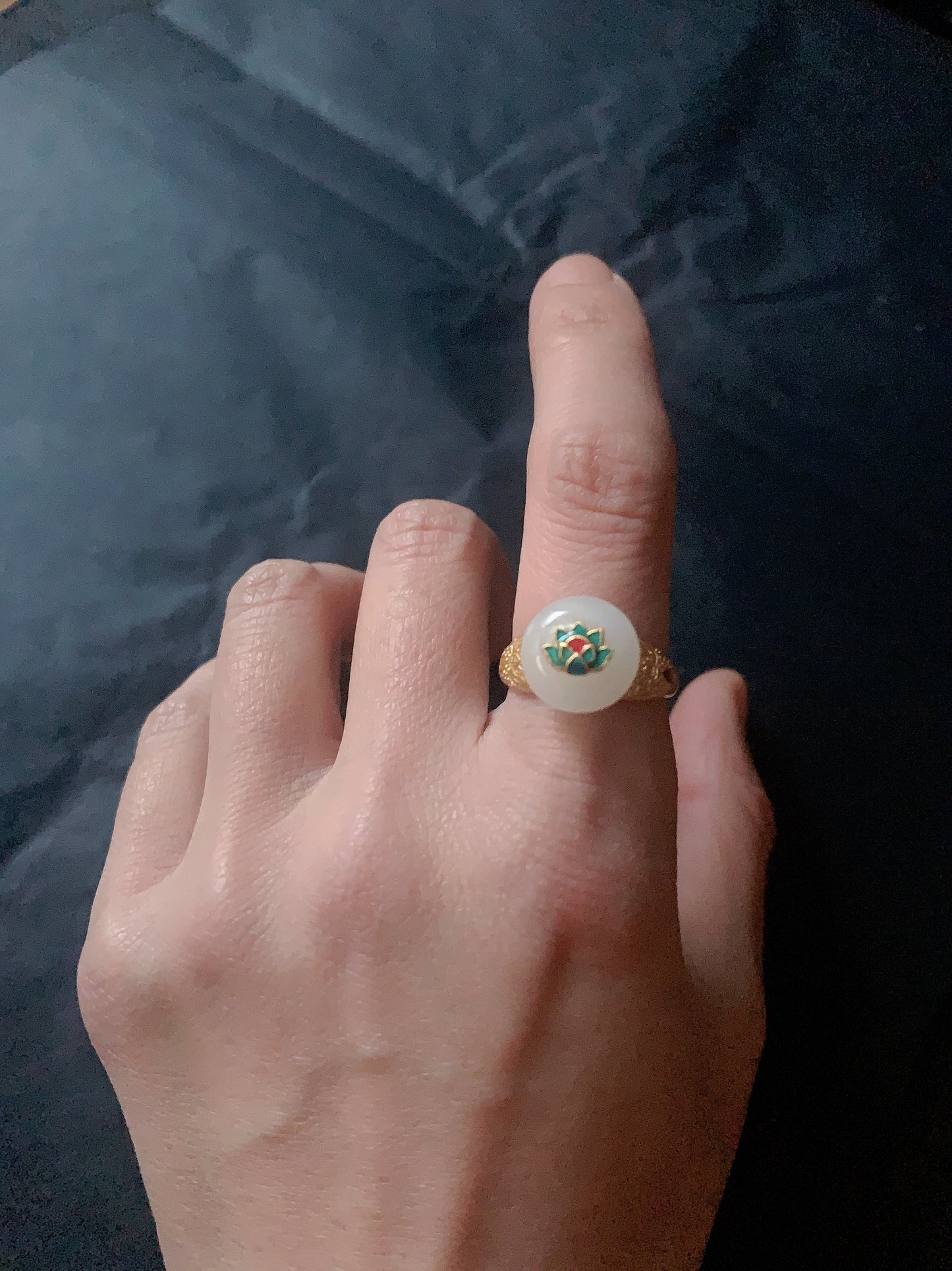 Cloisonne Lotus Flower Ring