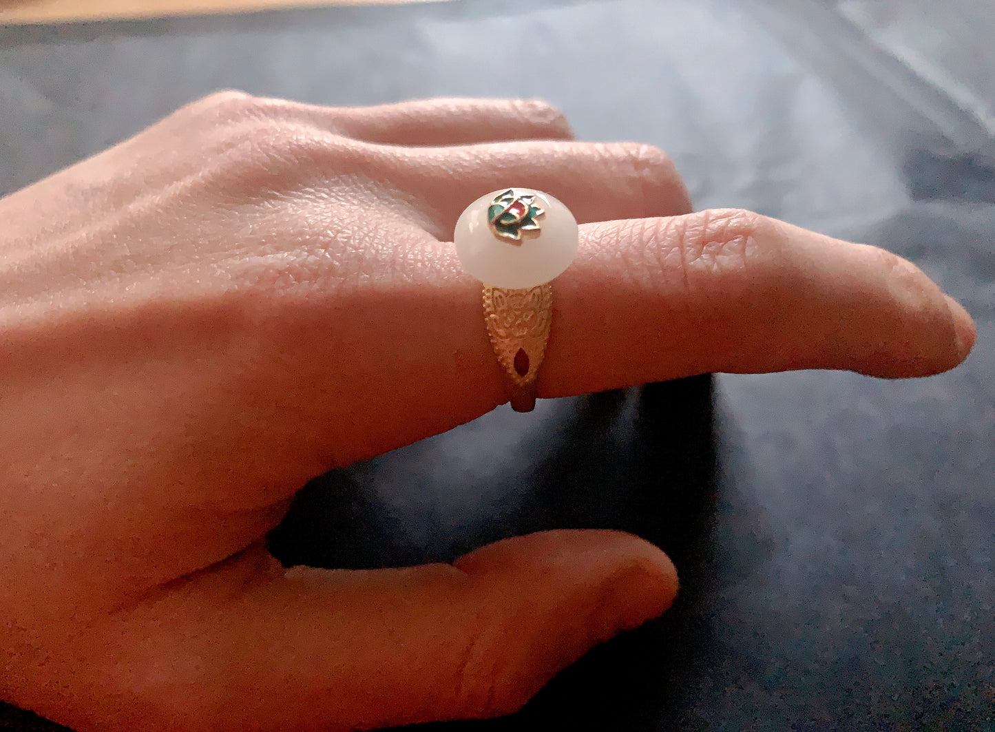 Cloisonne Lotus Flower Ring