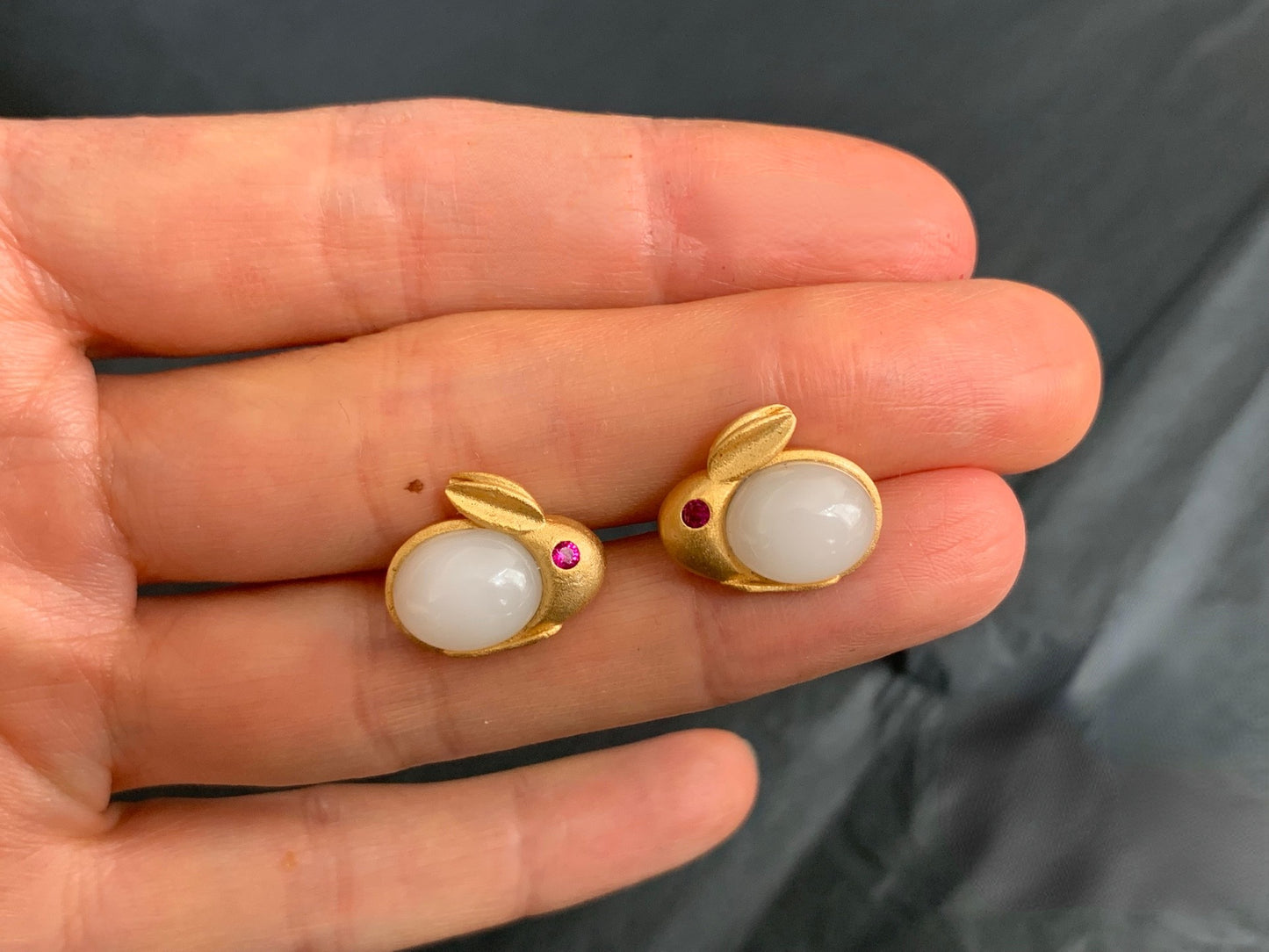 Jade Bunny Stud Earrings