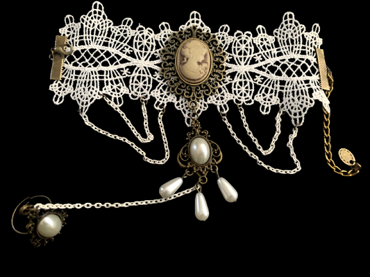 Gothic Lace Hand Chain Bracelet