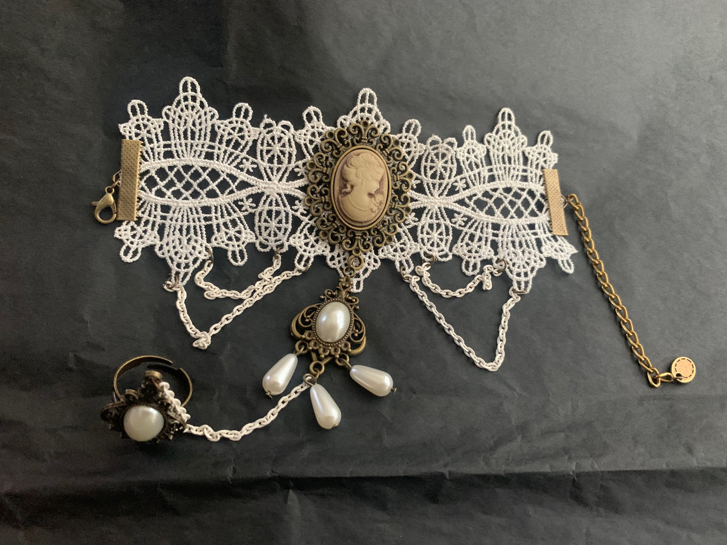 Gothic Lace Hand Chain Bracelet