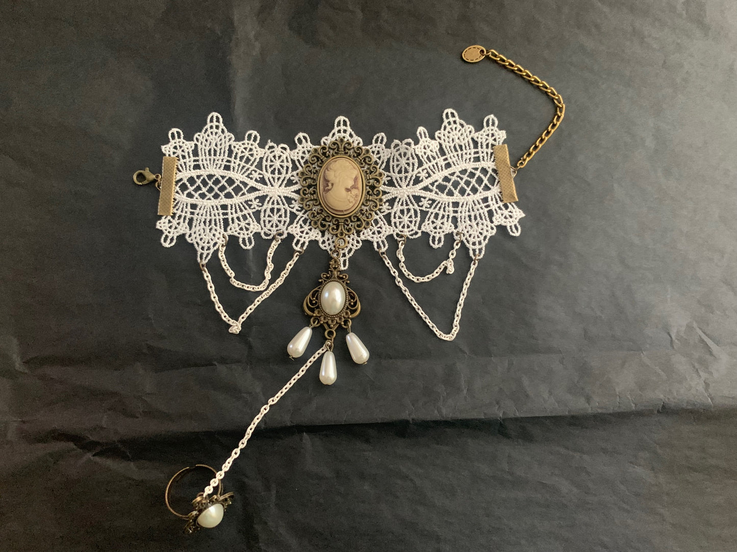 Gothic Lace Hand Chain Bracelet