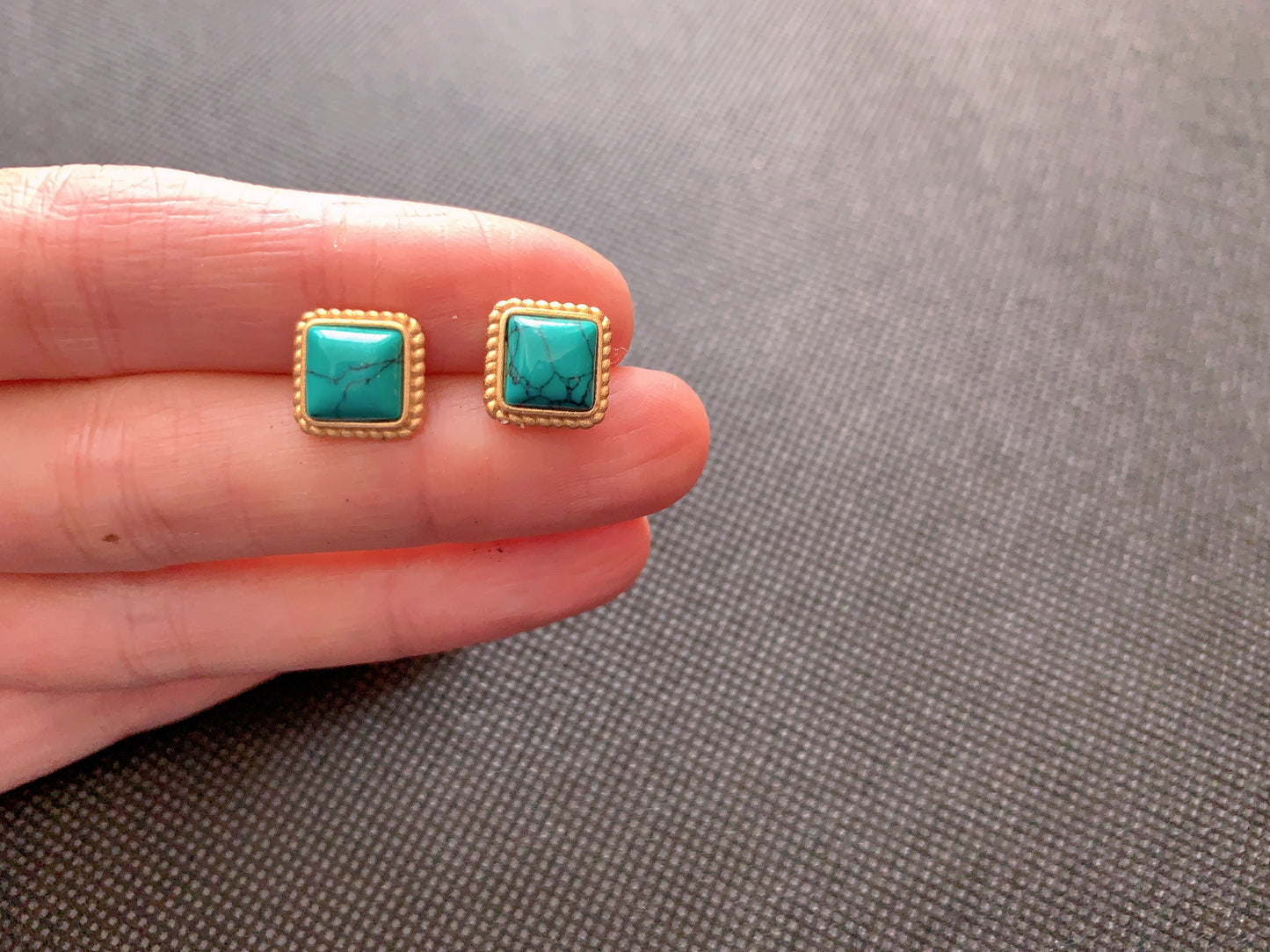 Turquoise Square Stud Earrings