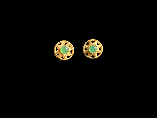 Octagram Chrysoprase Stud Earrings