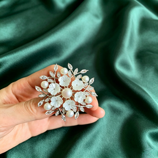 Genuine Freshwater Pearl Wreath Brooch