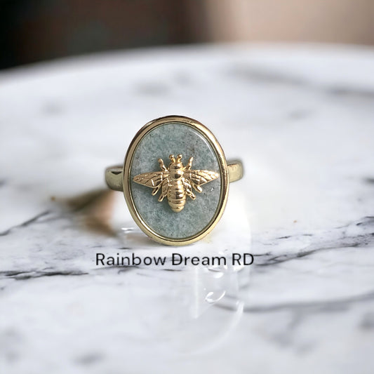 Natural Aventurine Bee Signet Ring