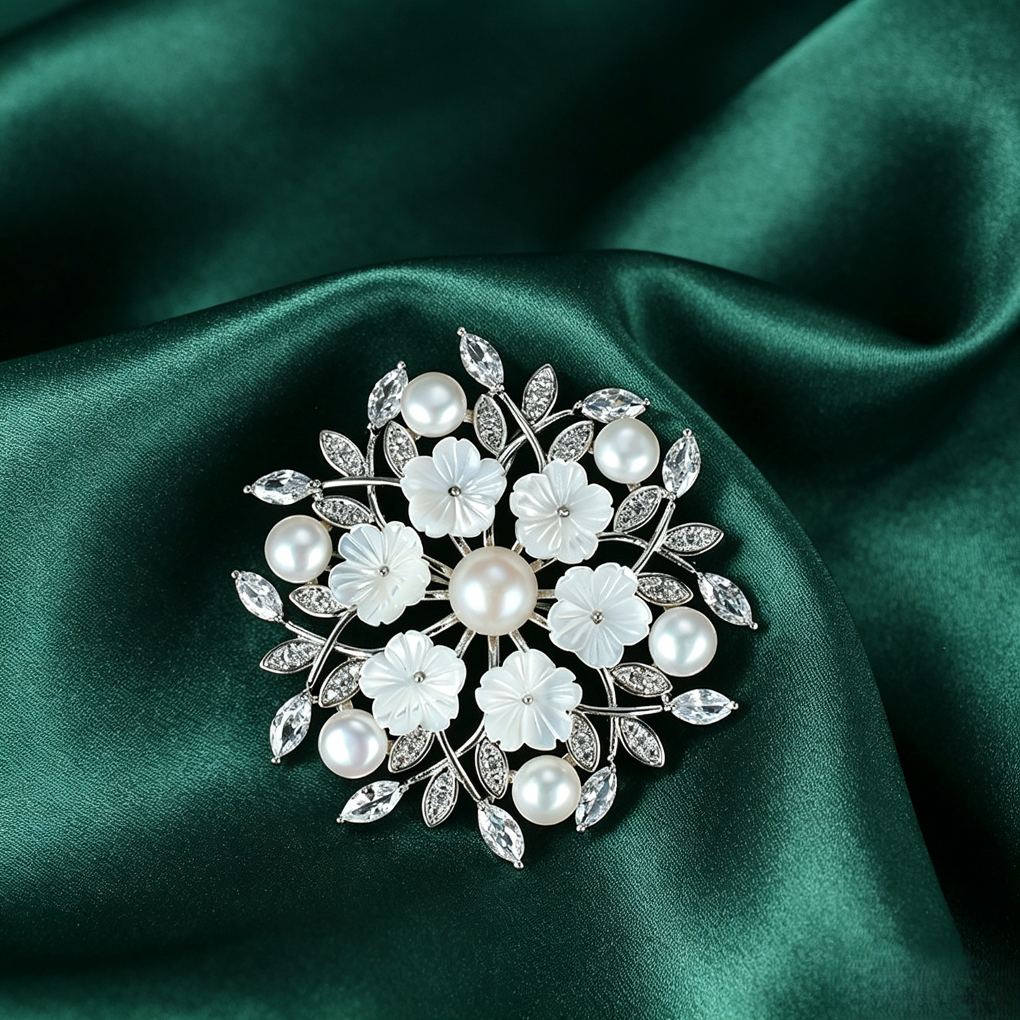 Genuine Freshwater Pearl Wreath Brooch