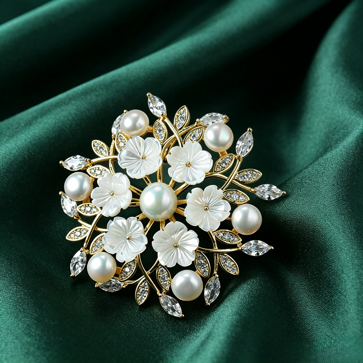 Genuine Freshwater Pearl Wreath Brooch