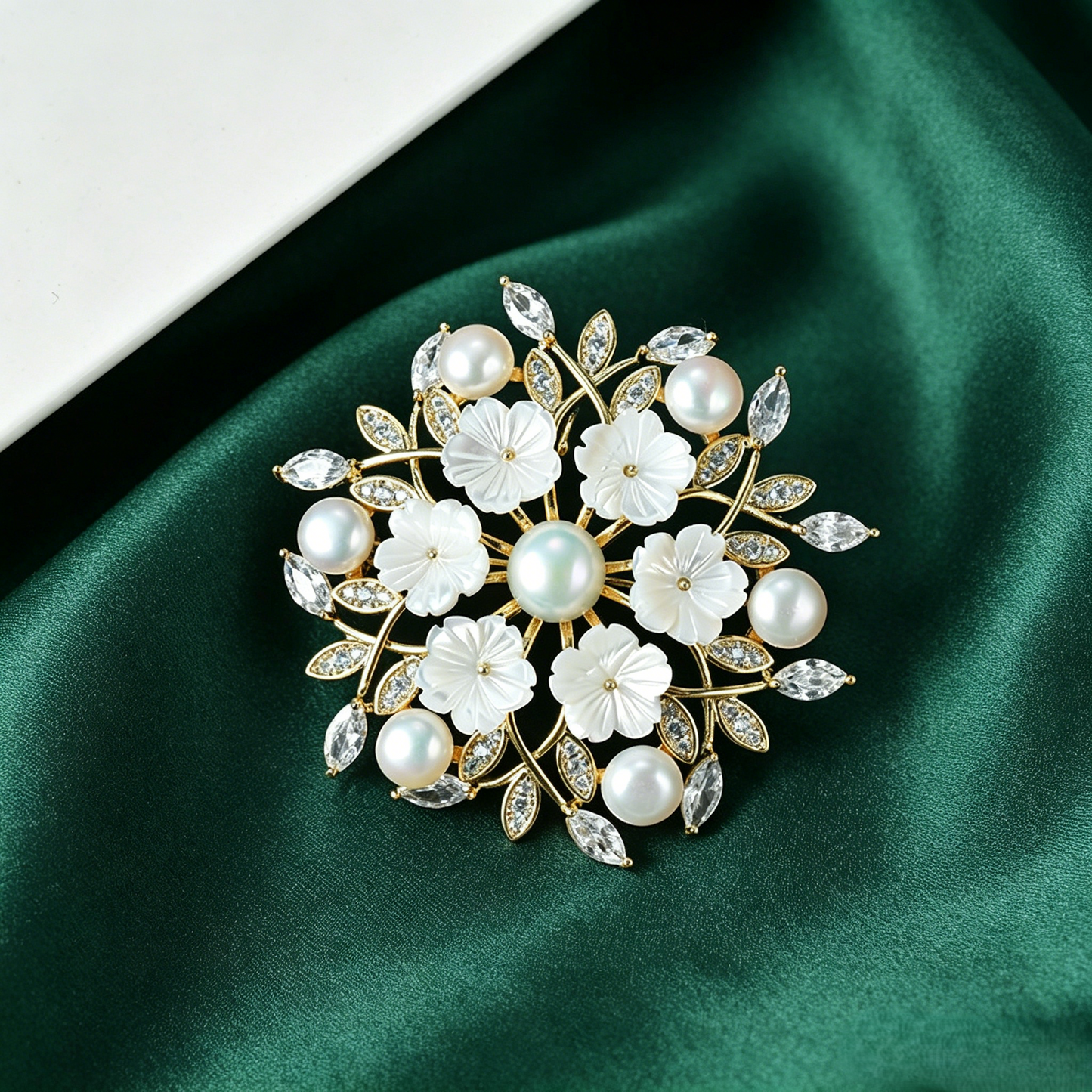 Genuine Freshwater Pearl Wreath Brooch