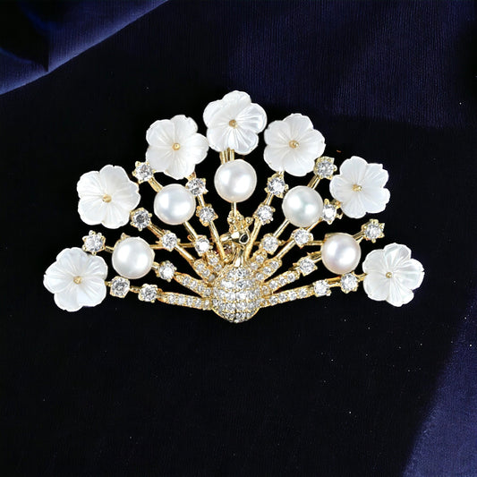 Peacock Floral Brooch