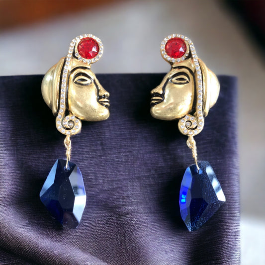 Native American Indian Woman Face Statement Earrings