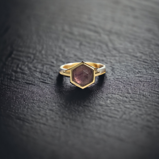 Amethyst Hexagonal Ring