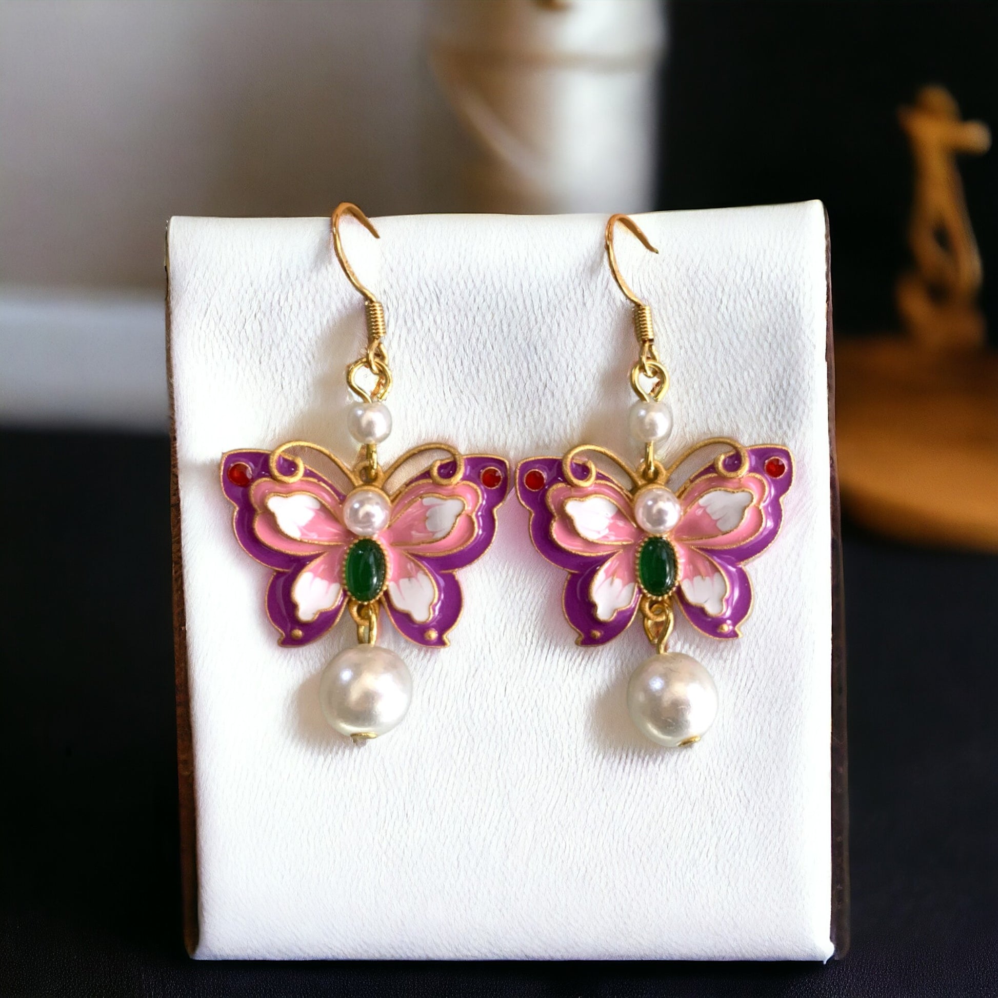 Enamel Butterfly Earrings Rainbow Dream