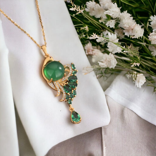 Chrysoprase Peacock Necklace