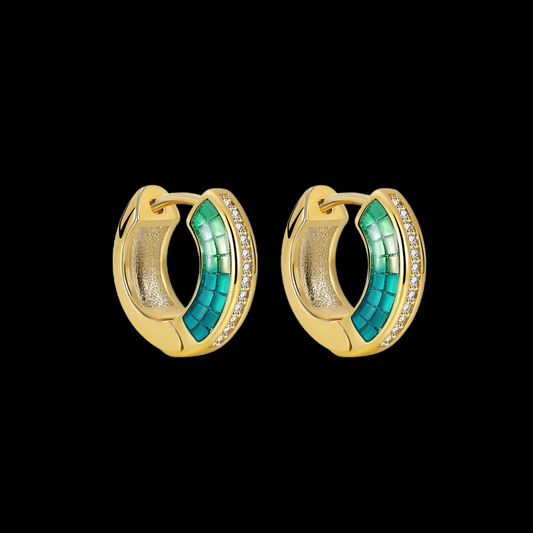 Blue Enamel Hoop  Earrings