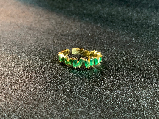 Green Emerald Baguette Ring