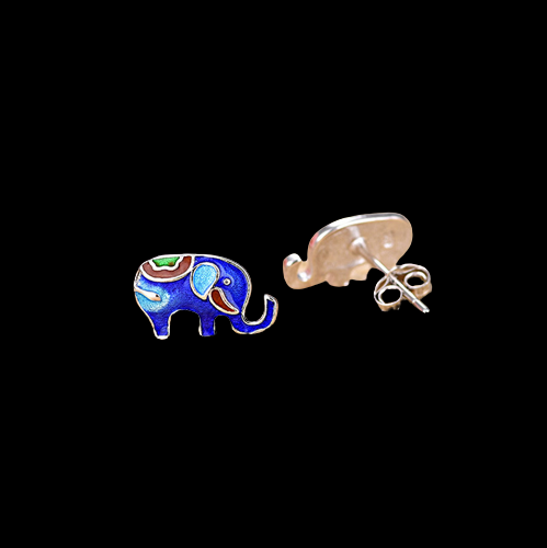 Vintage Style Cloisonne Elephant Stud Earrings