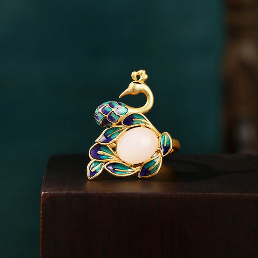 Vintage Style Phoenix Enamel Ring