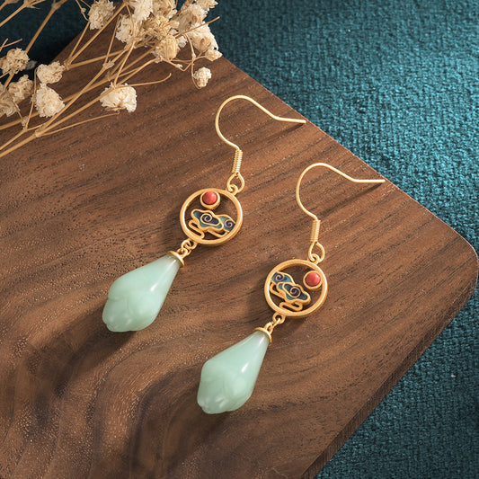 Magnolia Vitreous Enamel Agate Earrings