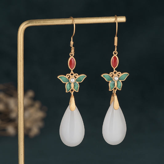 Butterfly Enamel Floral Earrings