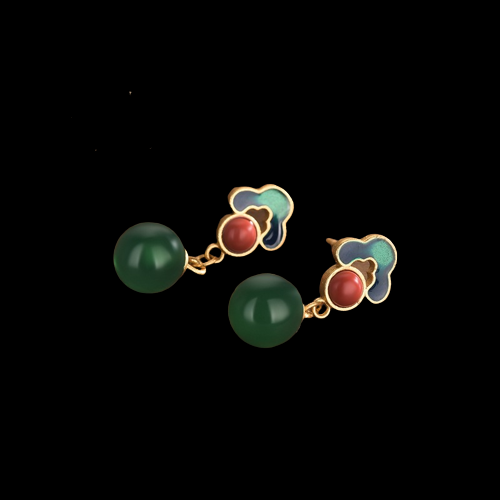 Vintage Style Chrysoprase Agate Earrings